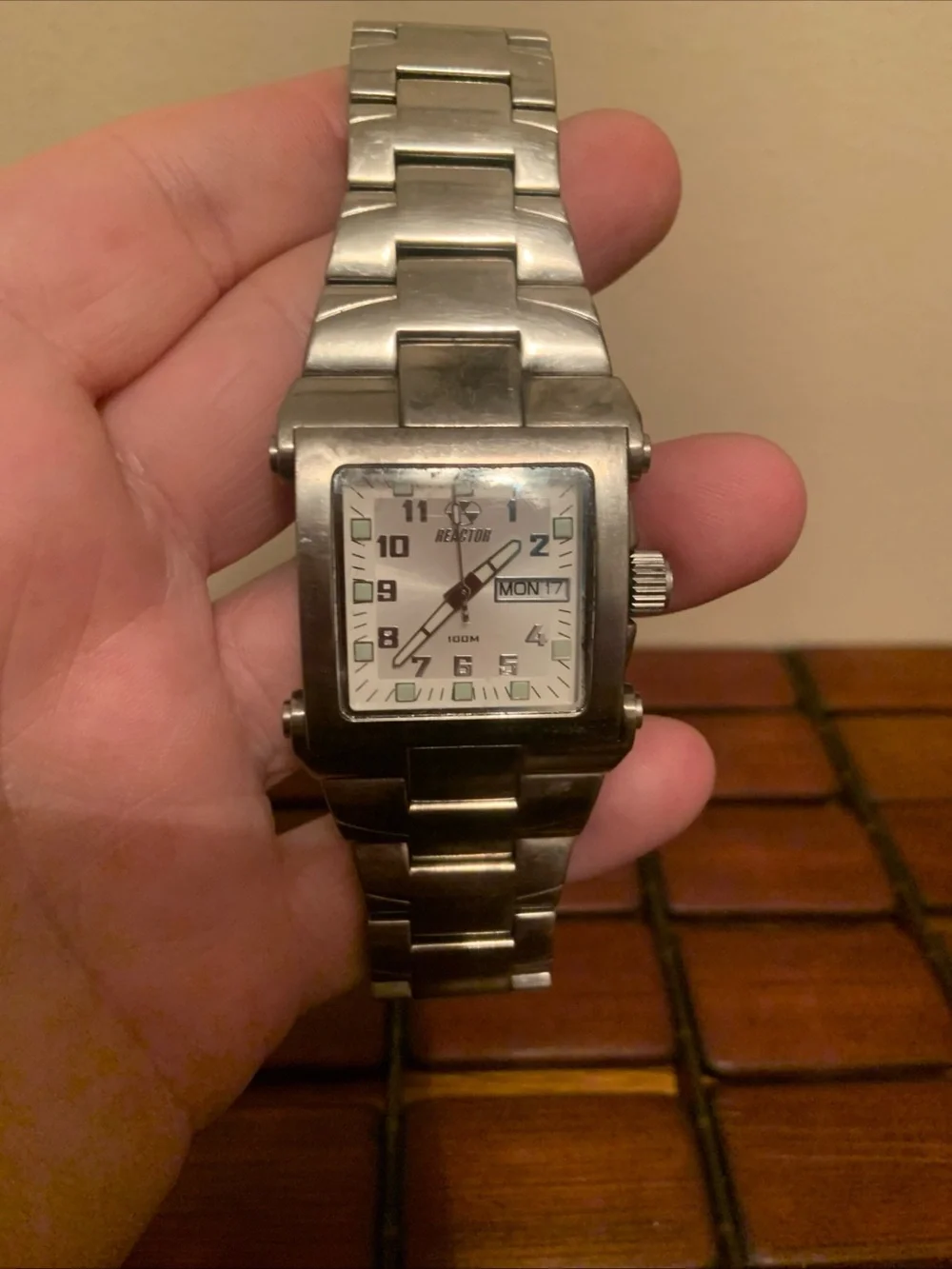 Reactor Rare Stainless Steel Square Men's Watch - Silver & White